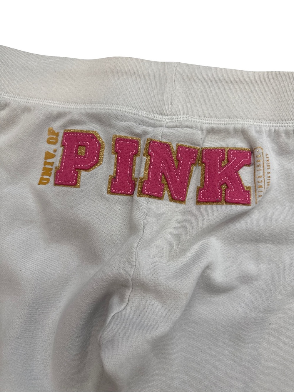 Vintage VS Pink Booty Spell Out Y2K Women’s Size Small Cream Color Sweat Pants